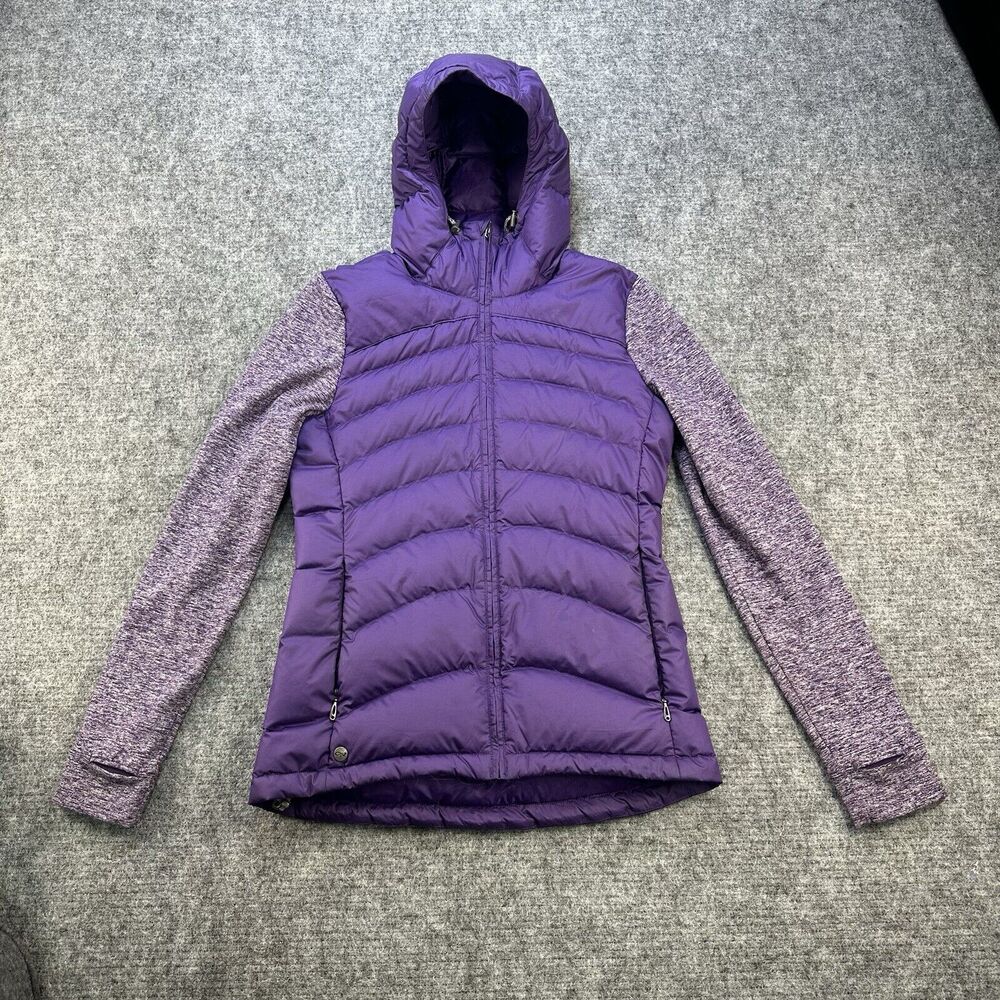 Outdoor Research Jacket Women Small Purple Puffer Thumbholes Plaza Hoodie